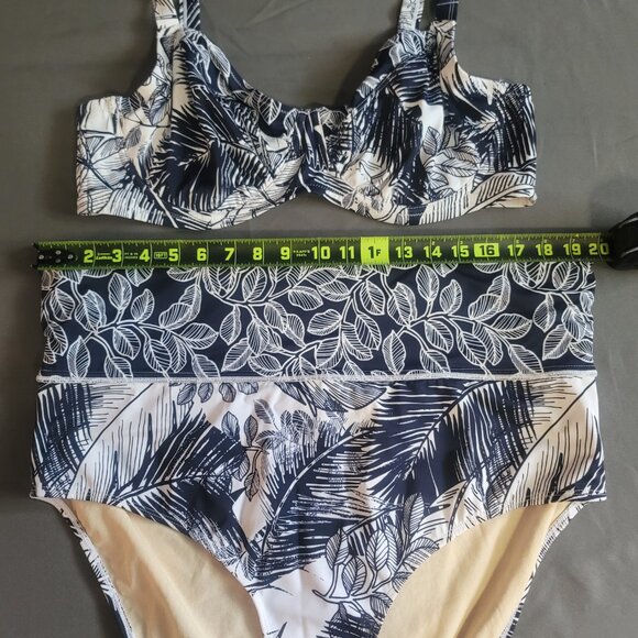 Swimsuits For All Bikini Set Womens 20 White Black Tropical Tummy Control Beach - Picture 4 of 14